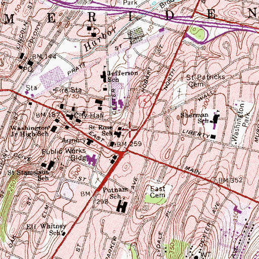 Topographic Map of Saint Rose School, CT