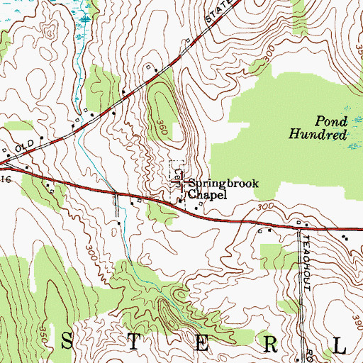 Topographic Map of Springbrook Cemetery, NY