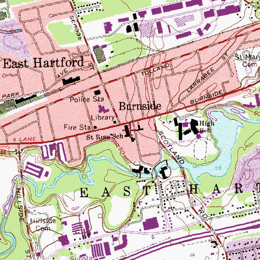 Topographic Map of Saint Rose School, CT