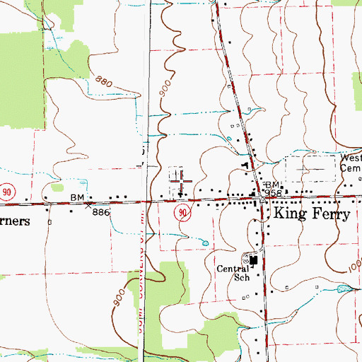 Topographic Map of Our Lady of the Lake Cemetery, NY