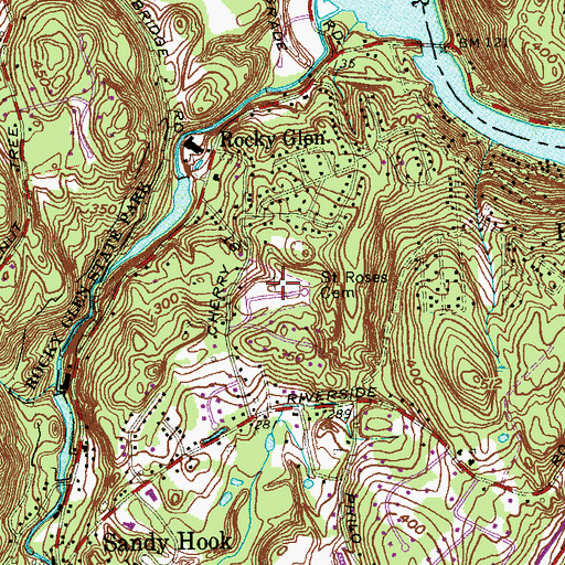 Topographic Map of Saint Roses Cemetery, CT
