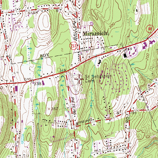 Topographic Map of Saint Sebastian Cemetery, CT