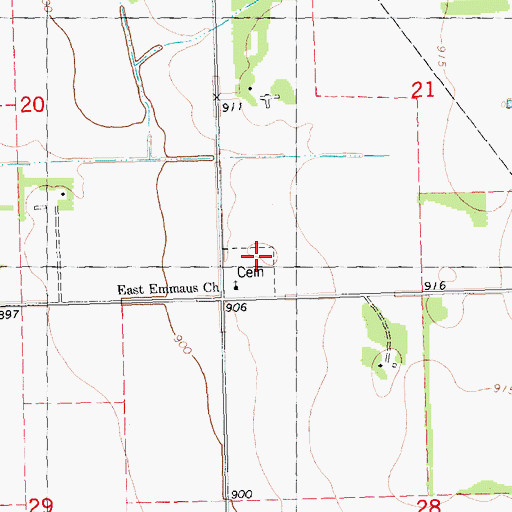 Topographic Map of East Emmaus Cemetery, MN