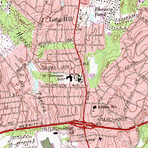 Topographic Map of Saint Theresas School, CT
