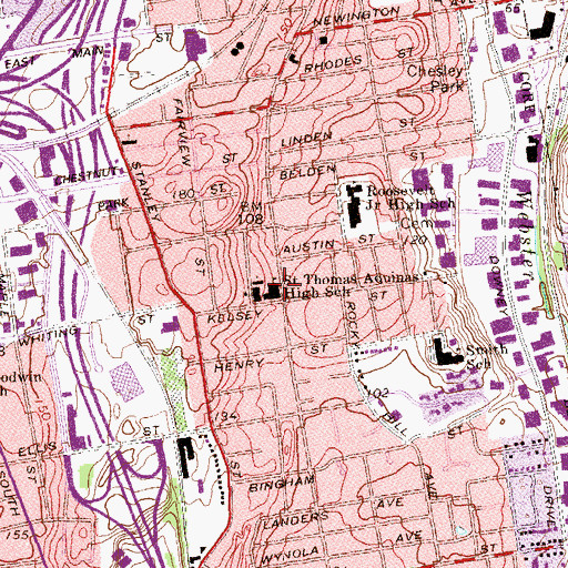 Topographic Map of Saint Thomas Aquinas High School, CT