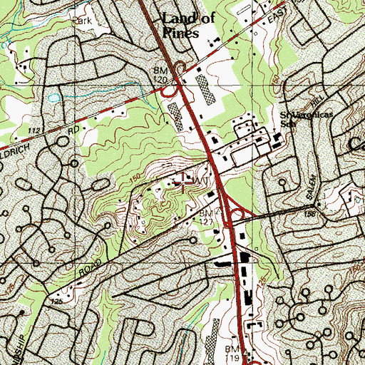 Topographic Map of First Baptist Church, NJ