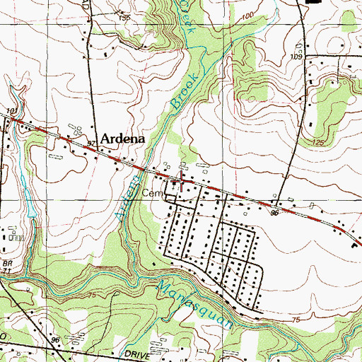 Topographic Map of Ardena Baptist Church, NJ