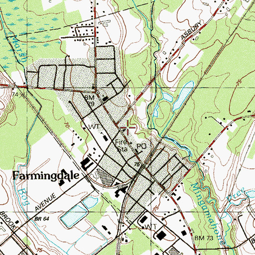 Topographic Map of Farmingdale Presbyterian Church, NJ