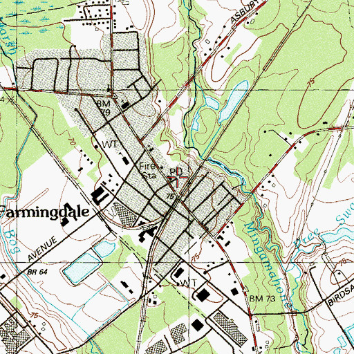 Topographic Map of Farmingdale Post Office, NJ