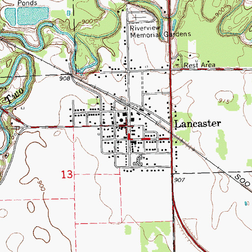 Topographic Map of Lancaster Covenant Church, MN