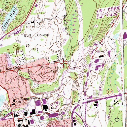Topographic Map of Saint Thomas Cemetery, CT