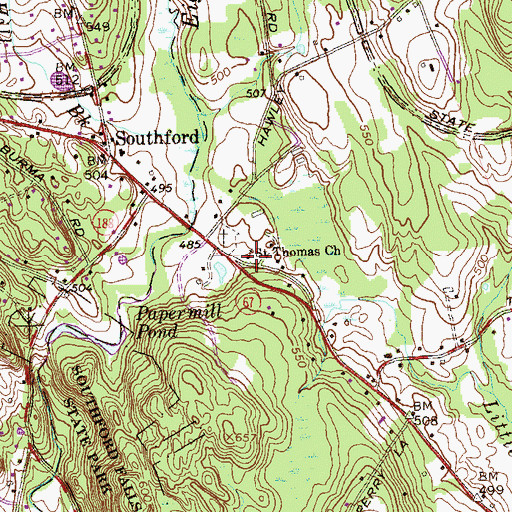 Topographic Map of Saint Thomas Church, CT