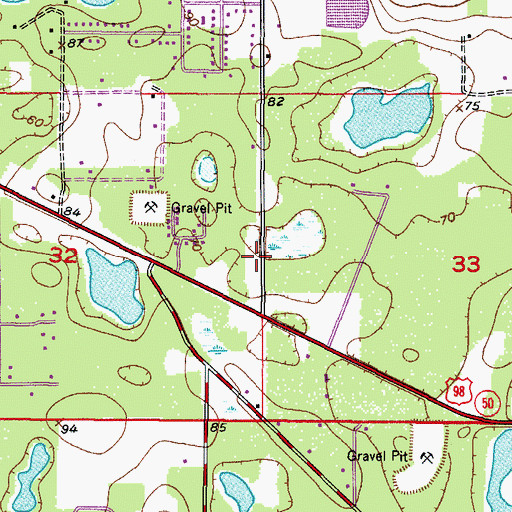 Topographic Map of Long Memorial Cemetery, FL
