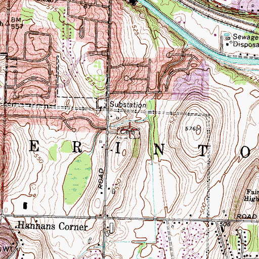 Topographic Map of Saint Marys Cemetery, NY