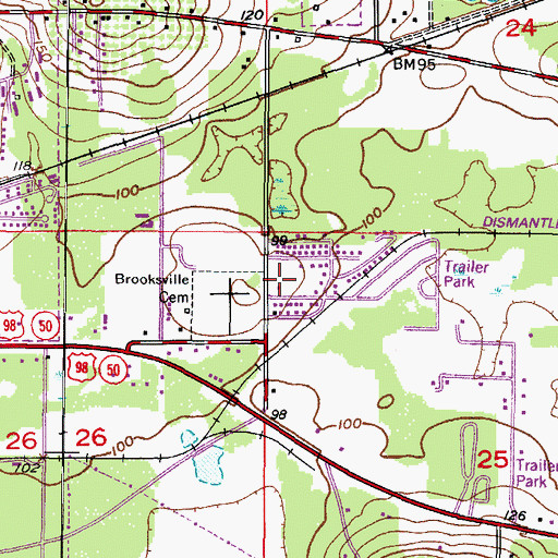 Topographic Map of Brooksville Wesleyan Church, FL