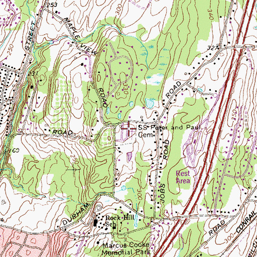 Topographic Map of Saints Peter and Paul Cemetery, CT