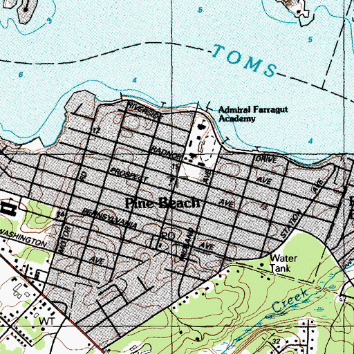 Topographic Map of Pine Beach Chapel, NJ