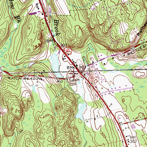 Topographic Map of Salem Cemetery, CT