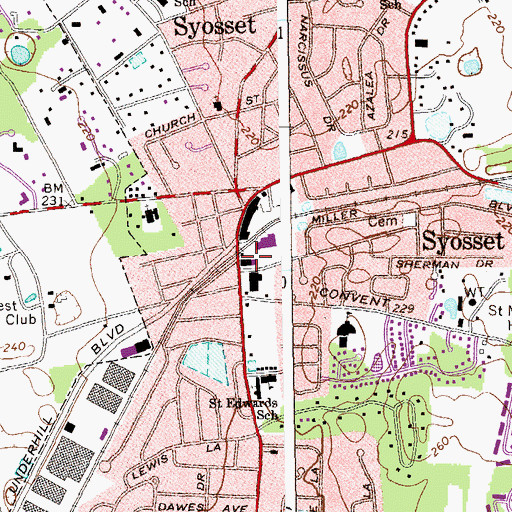 Topographic Map of Syosset Depot, NY