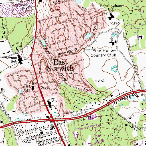 Topographic Map of Oak Hill Cemetery, NY