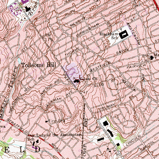 Topographic Map of Salem Church, CT