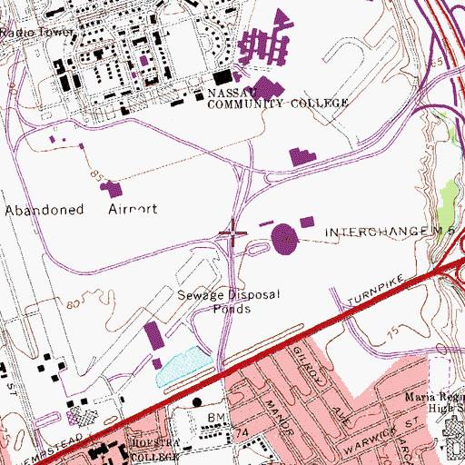 Topographic Map of Mitchell Air Force Base (historical), NY