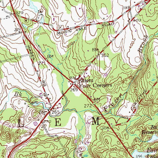 Topographic Map of Salem Four Corners, CT