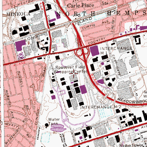 Topographic Map of Roosevelt Field (historical), NY