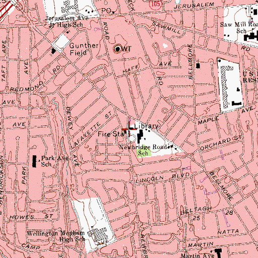 Topographic Map of North Bellmore Fire Department Smithville South Hook Ladder and Engine Company 1, NY