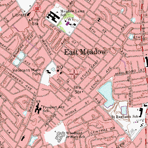 Topographic Map of East Meadow Church (historical), NY