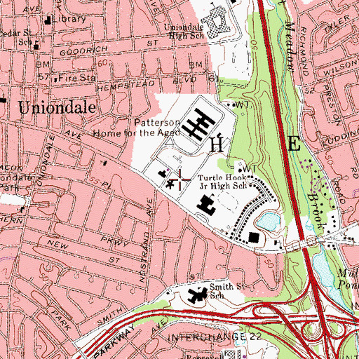 Topographic Map of Hempstead Town Home Hospital (historical), NY