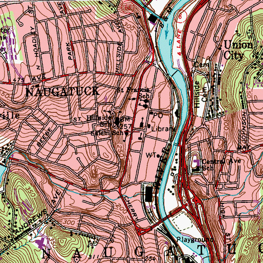 Topographic Map of Salem School, CT