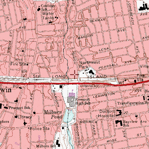 Topographic Map of Milburn Pumping Station (historical), NY