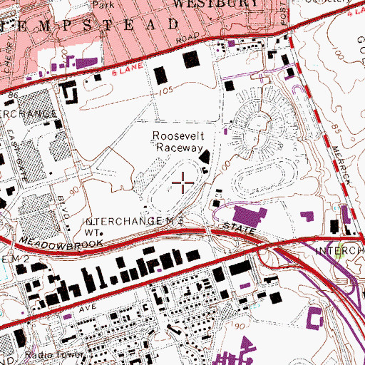 Topographic Map of Meadow Brook Polo Field (historical), NY