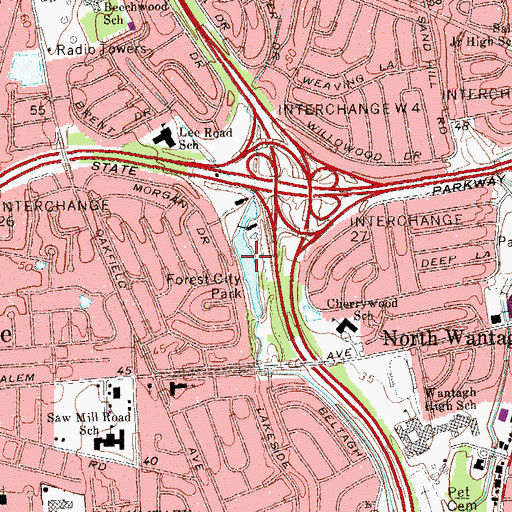 Topographic Map of Wantagh Reservoir, NY