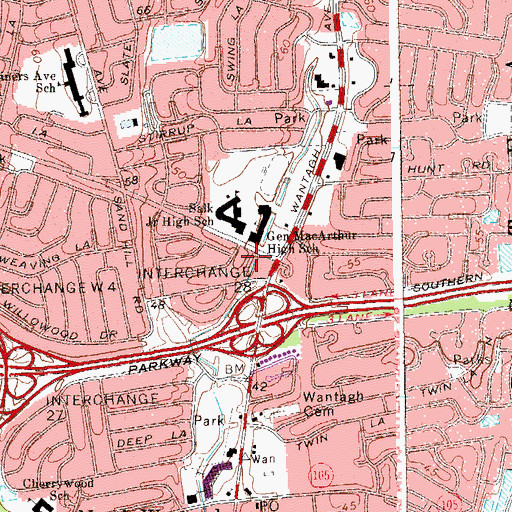 Topographic Map of Jerusalem School (historical), NY