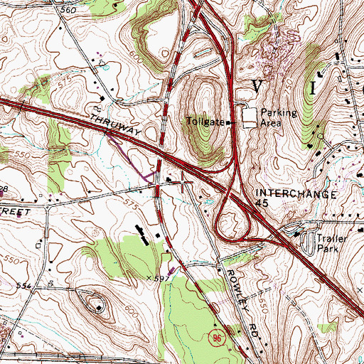 Topographic Map of Parks Cemetery, NY