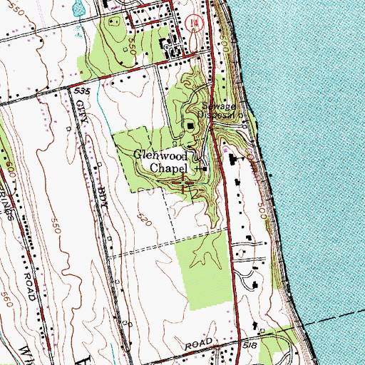 Topographic Map of Glenwood Cemetery, NY