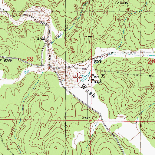 Topographic Map of Ten X Tank, AZ