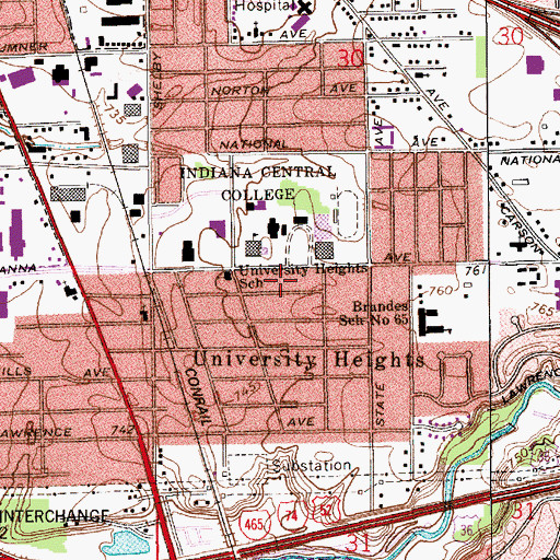 Topographic Map of Cravens Hall, IN