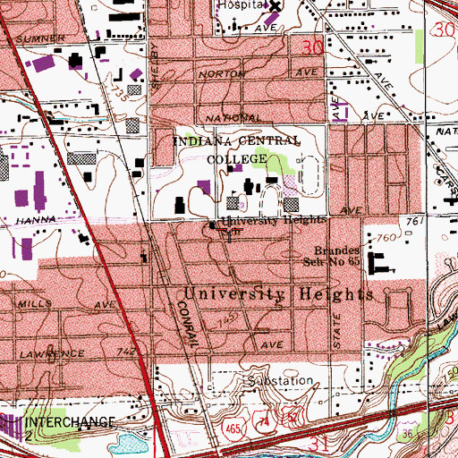 Topographic Map of Good Hall, IN