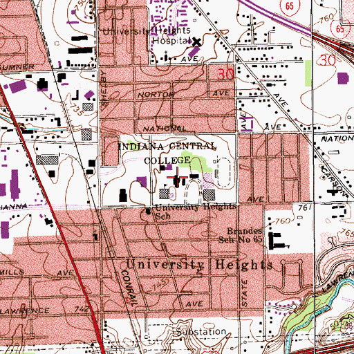 Topographic Map of Schwitzer Student Center, IN