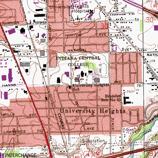 Topographic Map of Ransburg Auditorium, IN