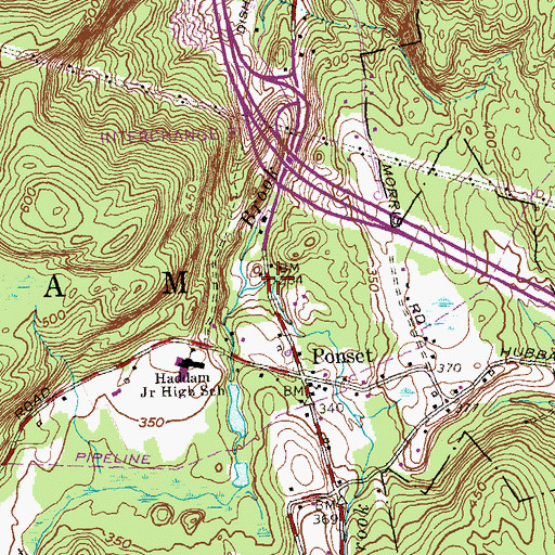 Topographic Map of Saltpeter Brook, CT