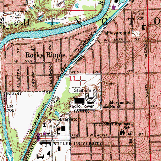 Topographic Map of Davey Athletic Complex, IN