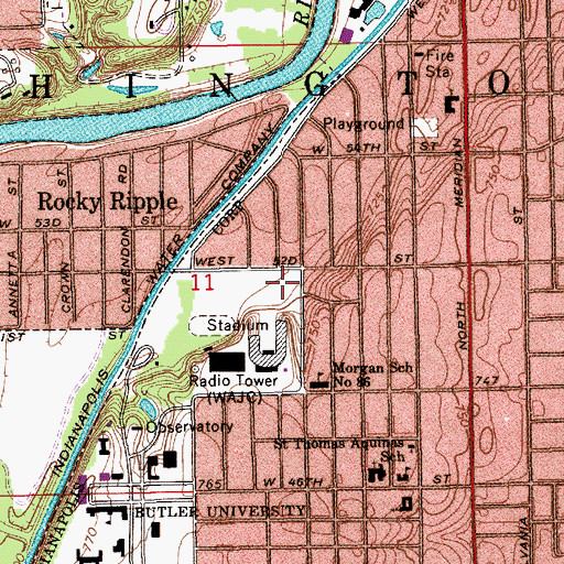 Topographic Map of Jordan Academy of Dance, IN