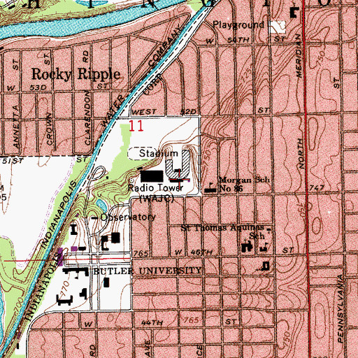 Topographic Map of Hilton U Brown Theatre, IN