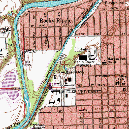 Topographic Map of Holcomb Memorial Carillon, IN