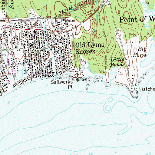 Topographic Map of Saltworks Point, CT