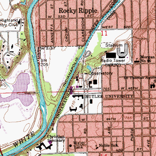Topographic Map of Robertson Hall, IN